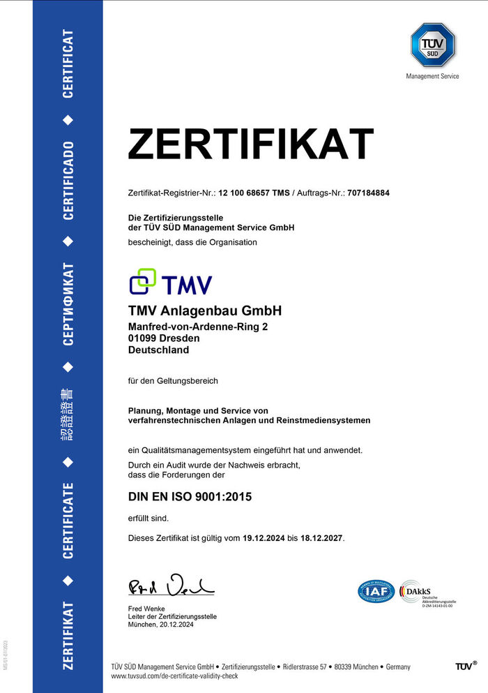 DIN EN ISO 9001:2015 Zertifizierung